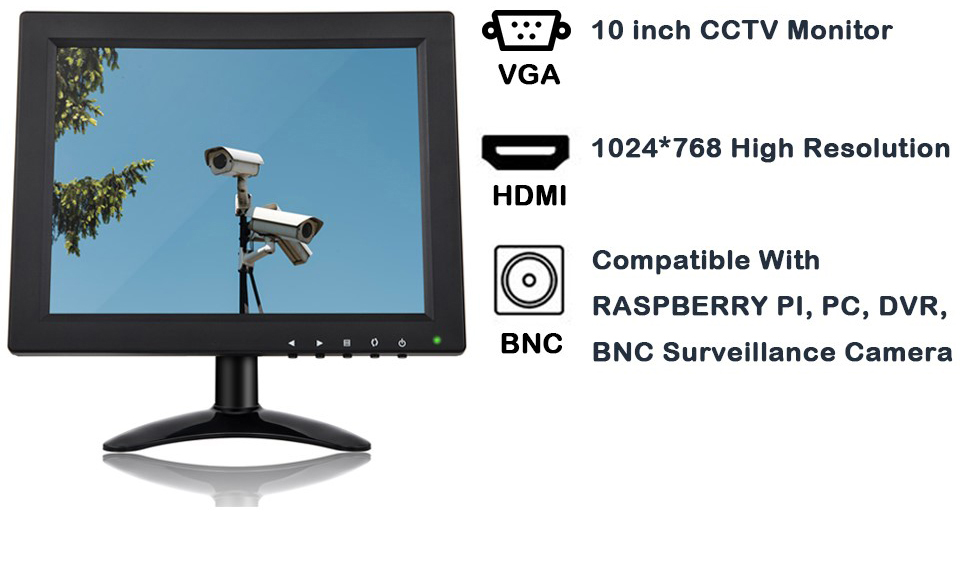 TPEKKA 10 inch IPS CCTV HDMI Monitor 1024x768 Mini Portable Color ...